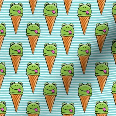 frog icecream cones on blue stripes