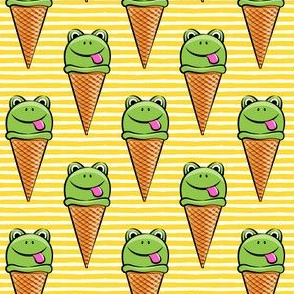 frog icecream cones on yellow stripes