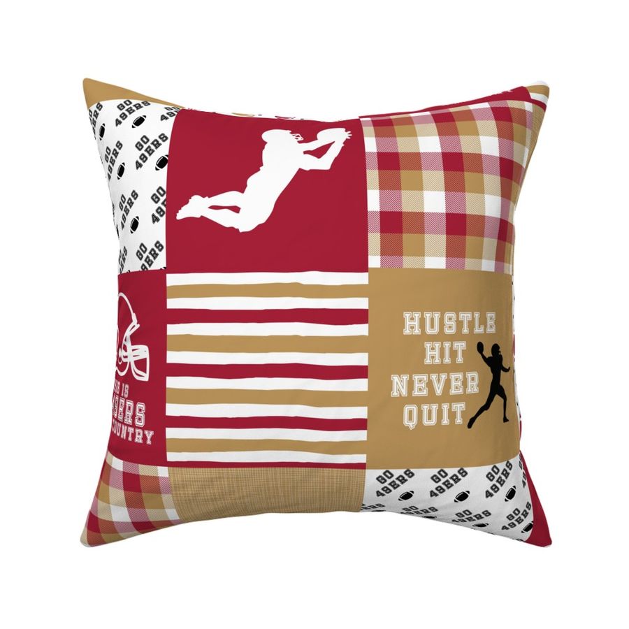 Football//Hustle Hit Never Quit - 49ers - Wholecloth Cheater Quilt