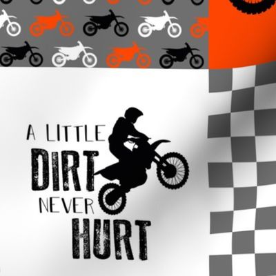 Motocross//A little Dirt Never Hurt - Florescent Orange - Wholecloth Cheater Quilt