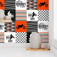 Motocross//A little Dirt Never Hurt - Florescent Orange - Wholecloth Cheater Quilt