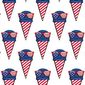 red white and blue icecream cones (with glasses)