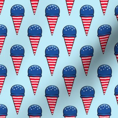 red white and blue icecream cones on blue