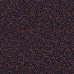 Doodle Leaves - Navy and Rust