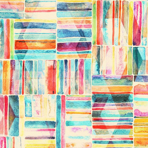 Summer Pastel Geometric and Striped Abstract on cream