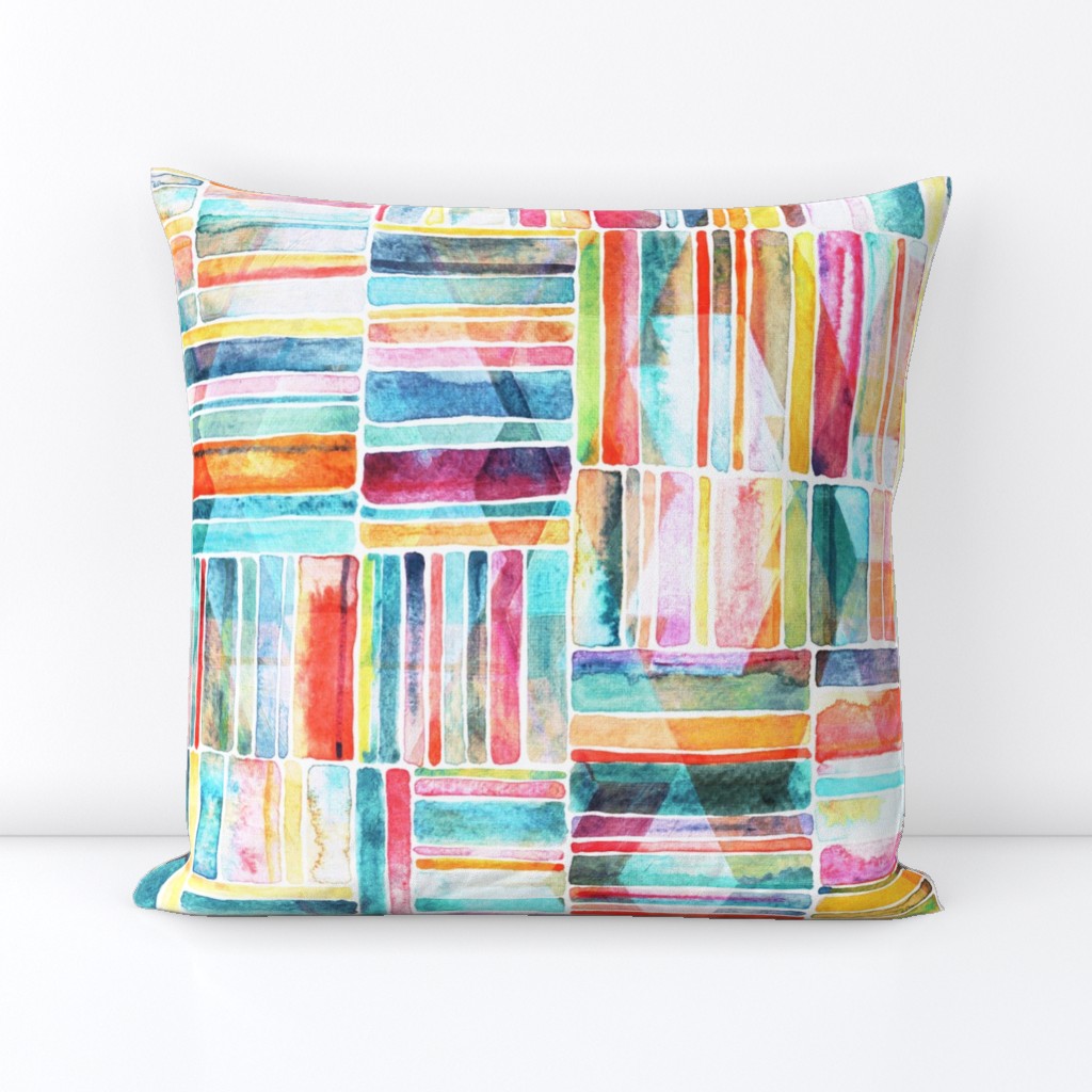 Summer Pastel Geometric and Striped Abstract on white