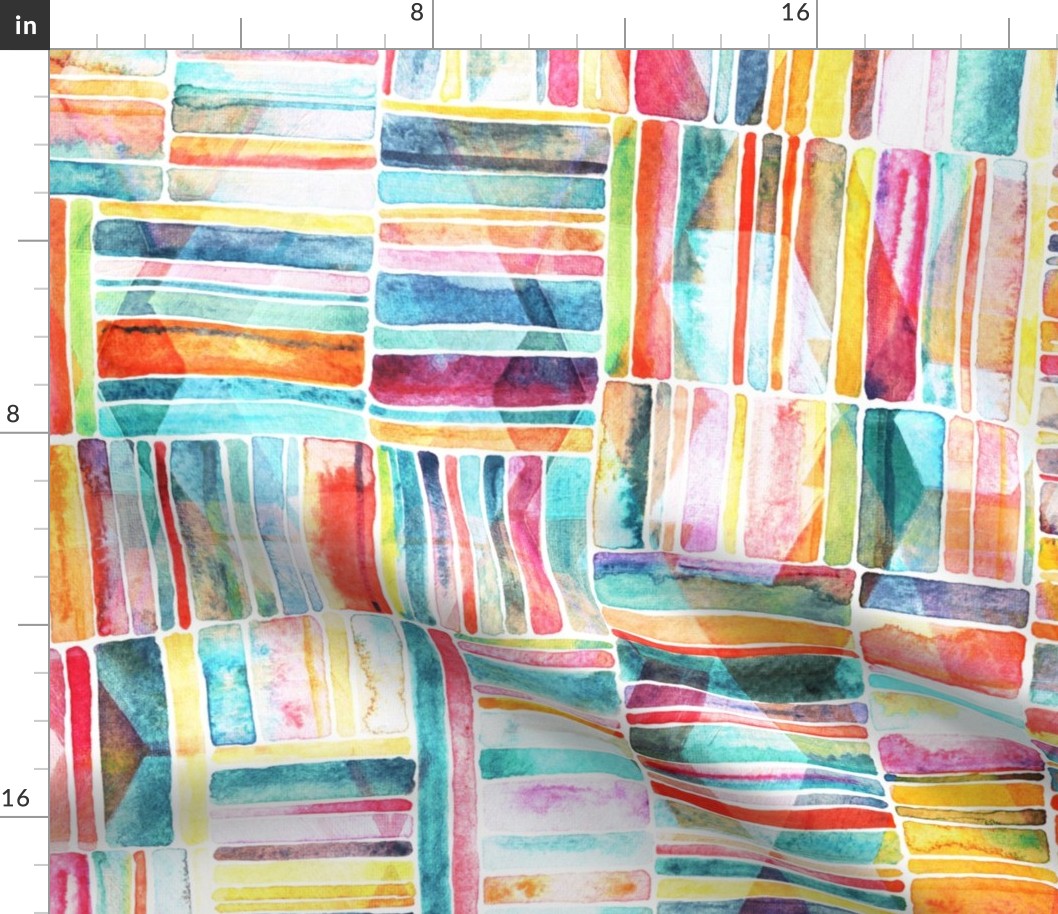 Summer Pastel Geometric and Striped Abstract on white