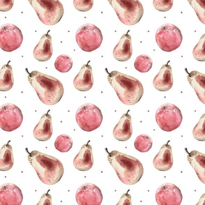 Apples and pears watercolor pattern