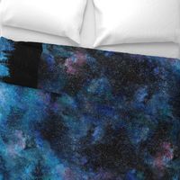 Starry night bordure Watercolor - a forest with a night sky full of stars