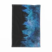 Starry night bordure Watercolor - a forest with a night sky full of stars