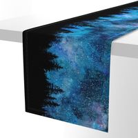 Starry night bordure Watercolor - a forest with a night sky full of stars