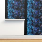 Starry night bordure Watercolor - a forest with a night sky full of stars