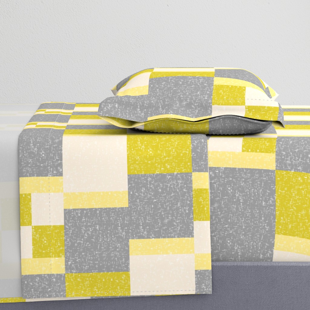 Yellow, chartreuse, cream + gray, white-flecked color block by Su_G_©SuSchaefer