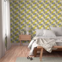 Yellow, chartreuse, cream + gray, white-flecked color block by Su_G_©SuSchaefer