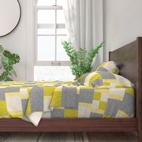 Yellow, chartreuse, cream + gray, white-flecked color block by Su_G_©SuSchaefer