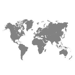 World map, gray on white