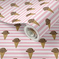 chocolate ice cream cones stripes summer beach food  pink