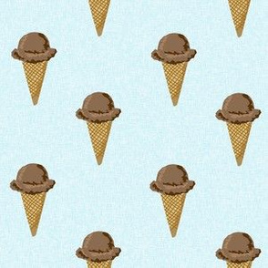chocolate ice cream cones summer beach food  blue solid