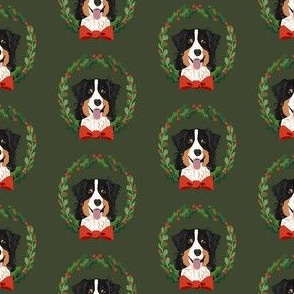 australian shepherd tricolored Christmas wreath dog breed fabric green