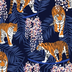 Siberian tiger. Blue pattern