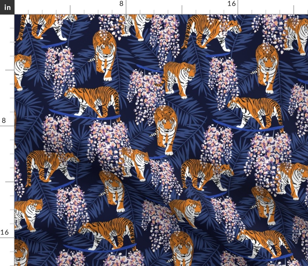 Siberian tiger. Blue pattern