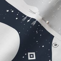 polar bear tribal with snow splatter on navy background