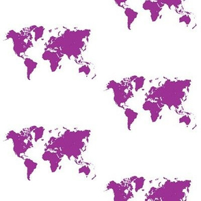 World map, purple, 4in repeat