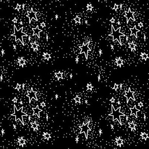 Freehand Stars #2 in white on black