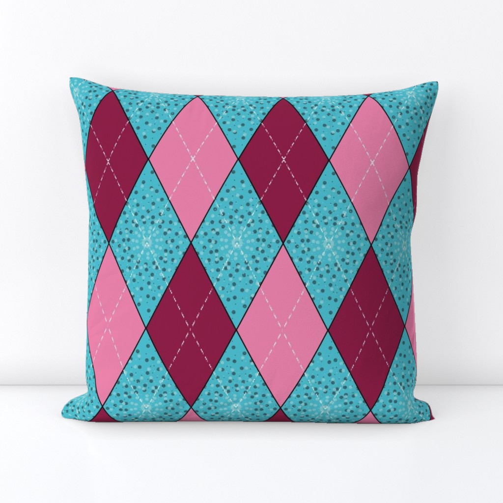 Argyle Diamond Bunting, Pink, Aqua