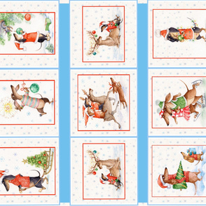 Christmas doxie Dachshund funny panel Quilt Crib Blanket Wall hanging
