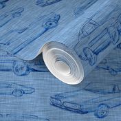 small muscle cars - blue linen