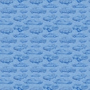 small muscle cars - blue linen