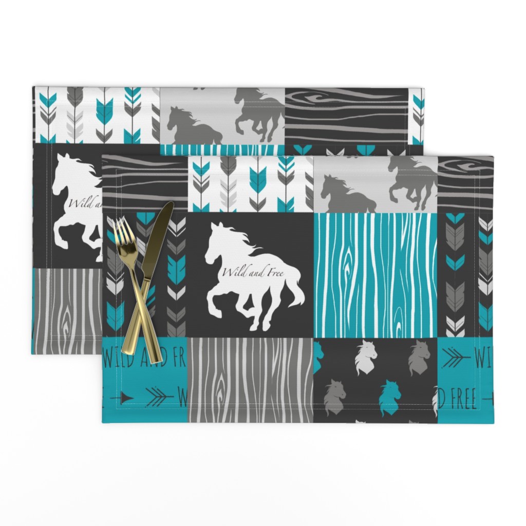 Horse Patchwork - Teal,Black, grey