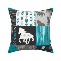 Horse Patchwork - Teal,Black, grey