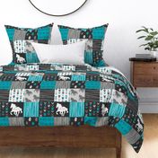 Horse Patchwork - Teal,Black, grey