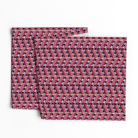 90s Techno Dots, Herringbone, Fuchsia Pink, Aqua 