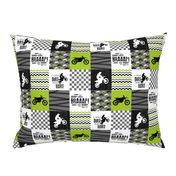 3 inch Motocross//A little Dirt Never Hurt -  Wholecloth Cheater Quilt - Lime