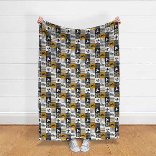 3 inch Motocross//A little Dirt Never Hurt - Wholecloth Cheater Quilt - Mustard