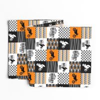 3 inch Motocross//A little Dirt Never Hurt - Wholecloth Cheater Quilt - Orange