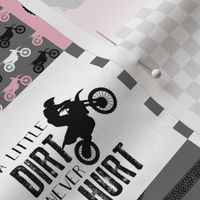 3 inch Motocross//A little Dirt Never Hurt - Wholecloth Cheater Quilt - Pink