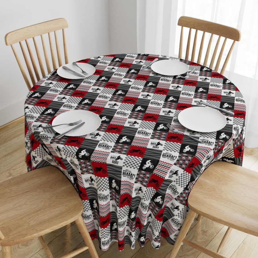 3 inch Motocross//A little Dirt Never Hurt -  Wholecloth Cheater Quilt - Red