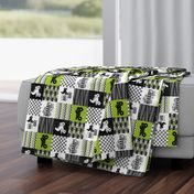 3 inch 4 Wheel/ATV/A little Dirt Never Hurt - Wholecloth Cheater Quilt - Lime - Rotated