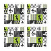 3 inch 4 Wheel/ATV/A little Dirt Never Hurt - Wholecloth Cheater Quilt - Lime - Rotated