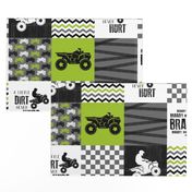 4 Wheel/ATV/A little Dirt Never Hurt - Wholecloth Cheater Quilt - Lime