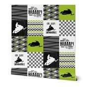 Eat Sleep Snowmobile - Wholecloth Cheater Quilt - Lime