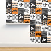 4 Wheel/ATV/A little Dirt Never Hurt - Wholecloth Cheater Quilt - Orange