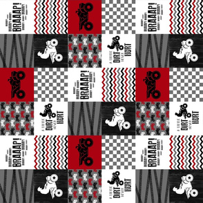 3 inch 4 Wheel/ATV/A little Dirt Never Hurt - Wholecloth Cheater Quilt - Red - Rotated