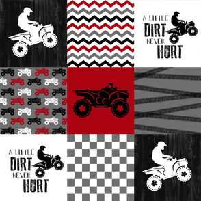 4 Wheel/ATV/A little Dirt Never Hurt - Wholecloth Cheater Quilt - Red