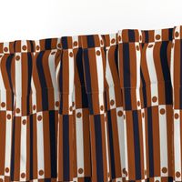 Albert 1C - Navy & Rust - Abstract Geometric Pattern - Stripes and Dots