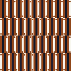 Albert 1C - Navy & Rust - Abstract Geometric Pattern - Stripes and Dots